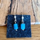 925 Sterling silver and handmade glass chevron bead drop earrings