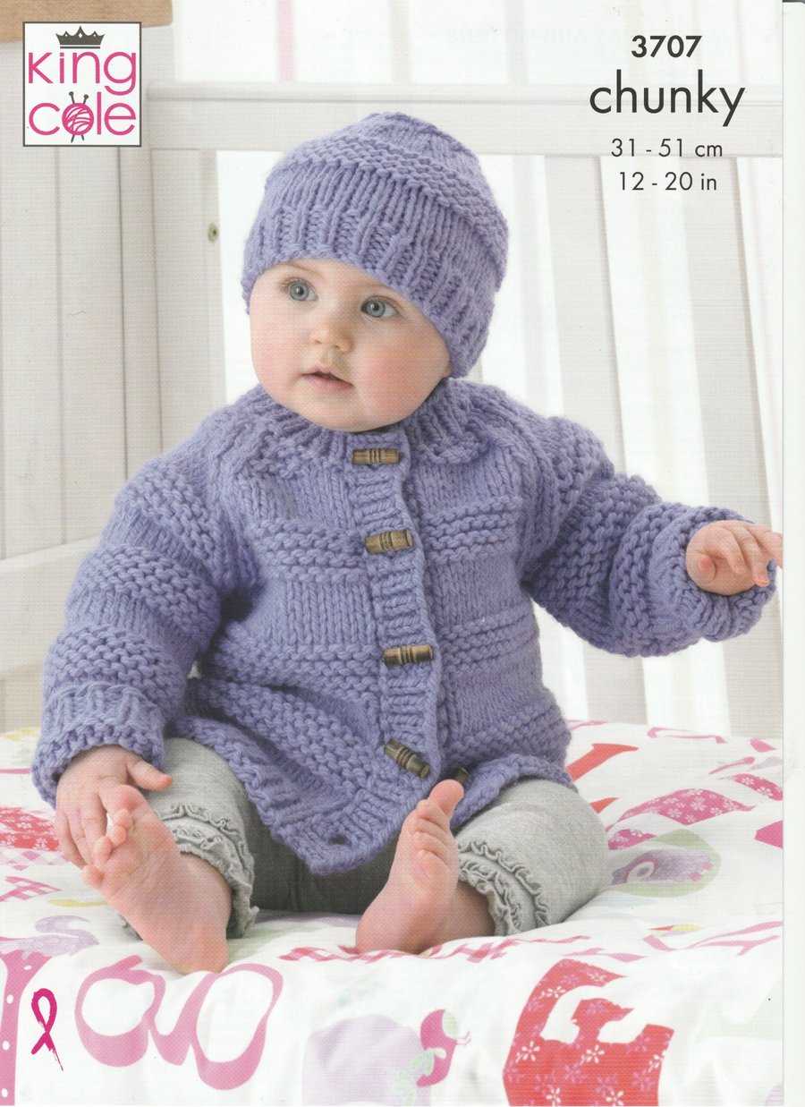 VINTAGE KNITTING PATTERN Chunky Hat and Cardigan for Baby