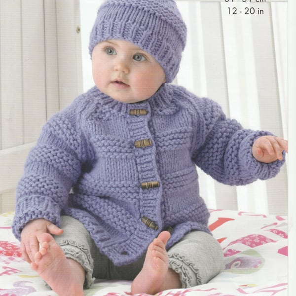 VINTAGE KNITTING PATTERN Chunky Hat and Cardigan for Baby