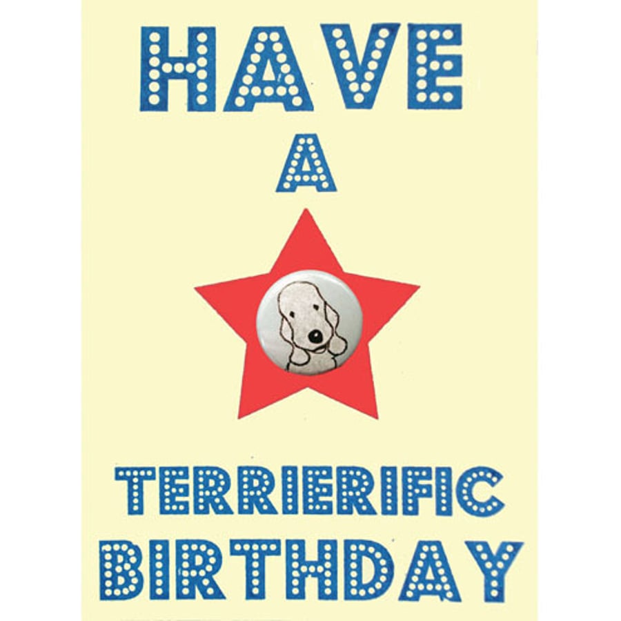 Have a Terrierific Birthday Card - Bedlington Terrier