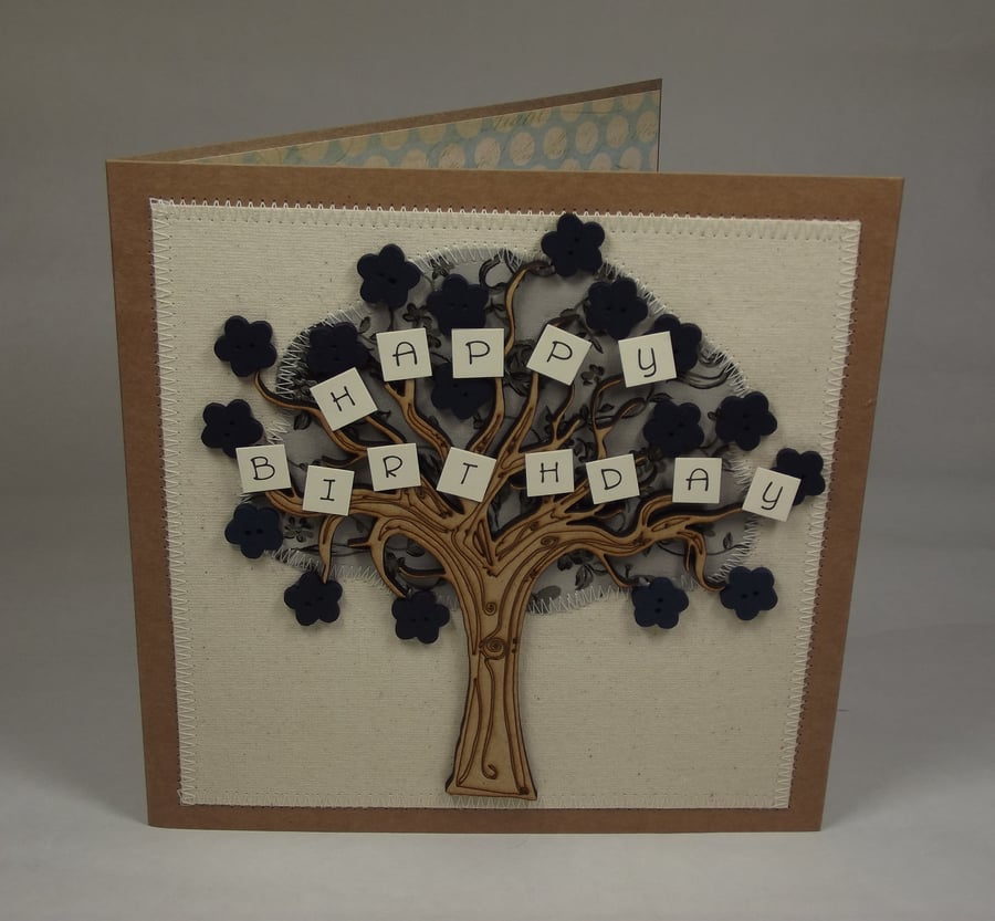 Happy Birthday Fabric Greeting Card