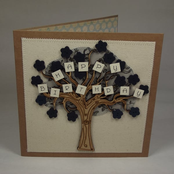 Happy Birthday Fabric Greeting Card