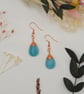 Faceted Amazonite Teardrop Earrings, Wrapped with Copper Rose Gold Wire