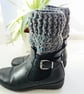 Slate Grey Crochet Boot Cuffs, Hiking Ankle Warmers - Image 2