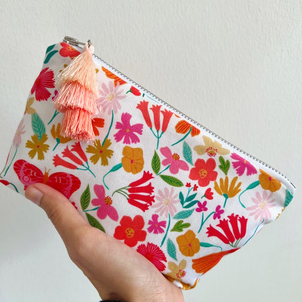 Spring Colourful Butterflies and Florals Make Up Bag