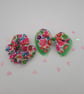 Flower power clip on hair bow and scrunchie set.   - Image 4
