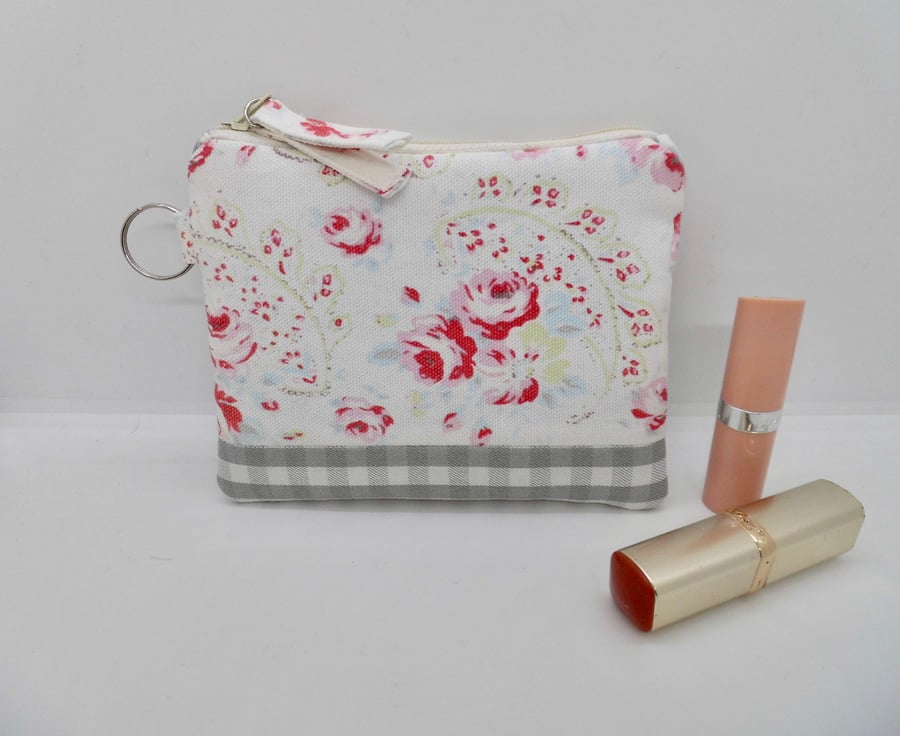 SOLD Make up bag purse in Rosali floral fabric makeup
