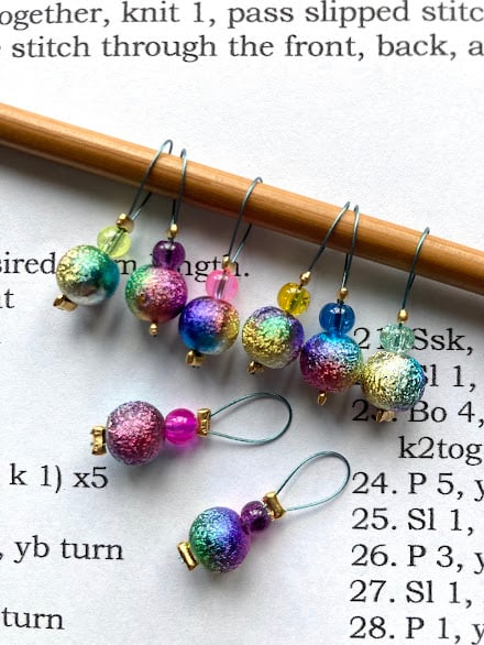 Loop stitch markers stardust beads set of 6