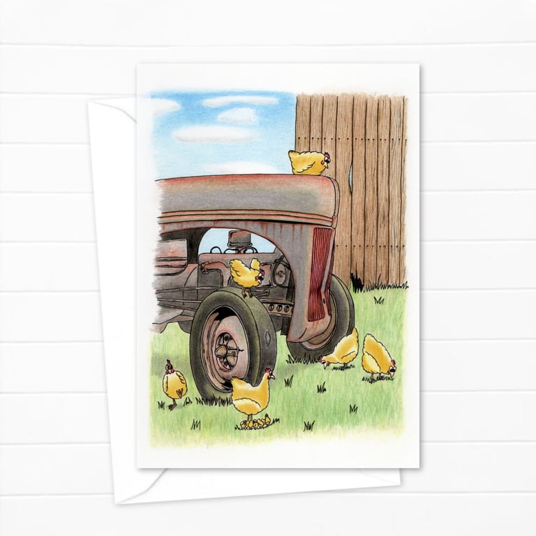 Happy Chickens Greeting Card: Happy Farmyard Hens Card for Any Occasion (211)