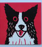 BORDER COLLIE DOG ON DARK PINK - Image 1