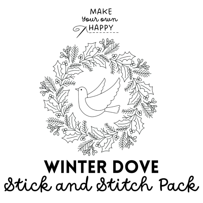 Winter Dove Stick & Stitch Embroidery Pack