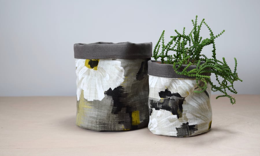 fabric planter - reversible - SMALL  size perfect for houseplants and cacti