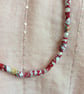 Necklace, handmade red fabric  beads. - Image 4