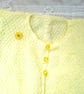 Girl's Knitted White Textured Cardigan with Yellow Daisy Embellishments - Image 5