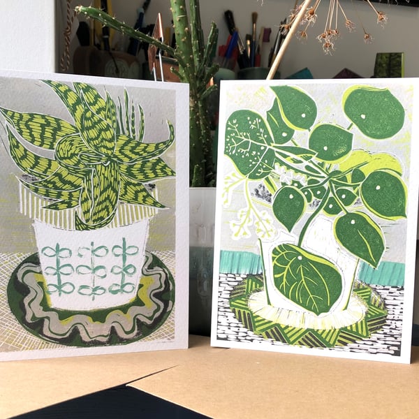 Pack of 2 Greeting Cards Aloe Vera and Money Plant