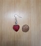 Red heart earrings with glass bead - Image 5