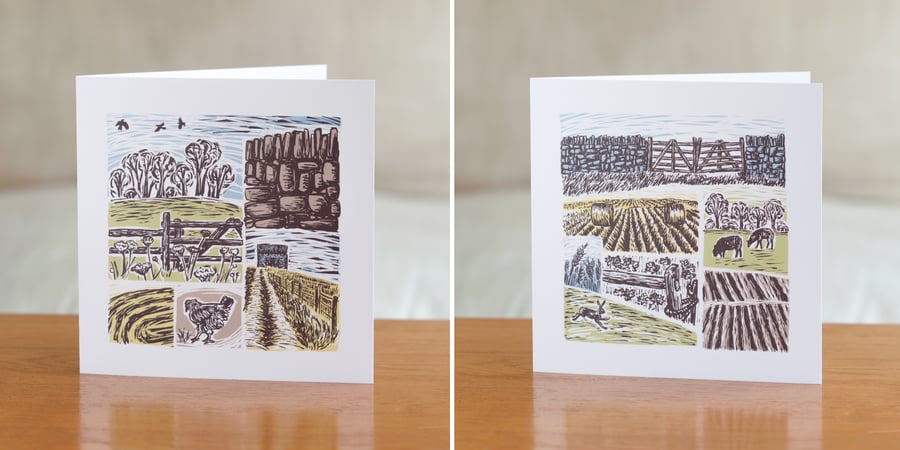 Farm Yarns greetings cards - one each of both designs