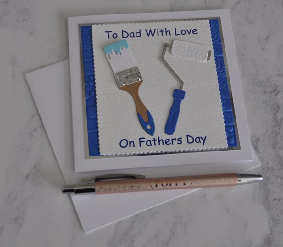Father's Day Card DIY Tools Paintbrush Paint Roller To Dad With Love 3D Luxury