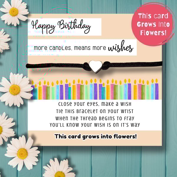 Wish String Bracelet With Plantable Packing Card, Birthday Gift, Handmade
