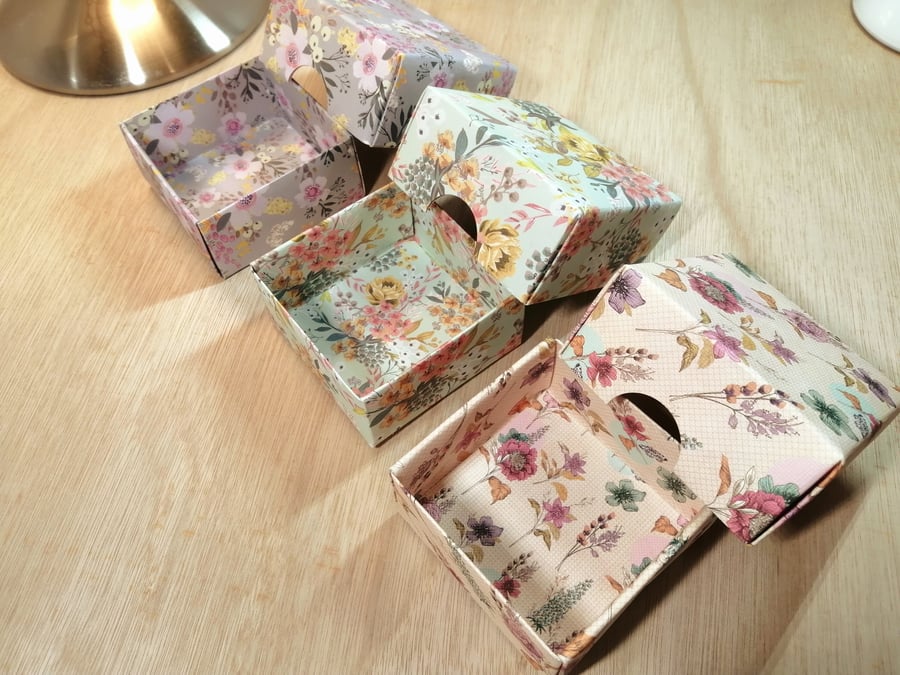 A set of three handmade, gift boxes - 'Painted Flowers'