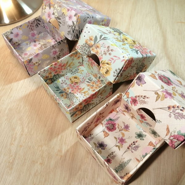 A set of three handmade, gift boxes - 'Painted Flowers'