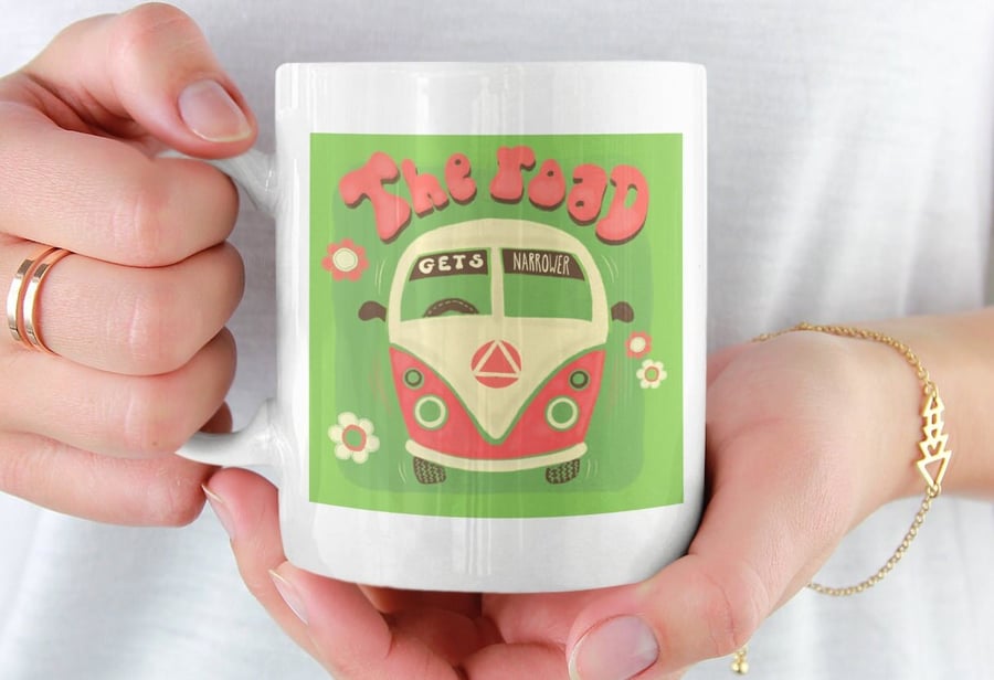 The Road Gets Narrower Sober Mug Sobriety gift, AA Gifts Sober Anniversary Gift 