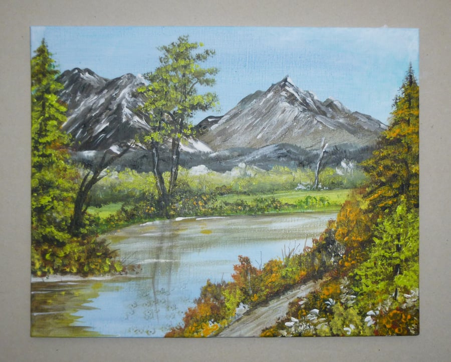 original art acrylic landscape countryside painting ( ref F834 D6 )