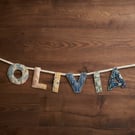 Personalised Heirloom Name Garland, Mixed Textile Bunting FREE POSTAGE
