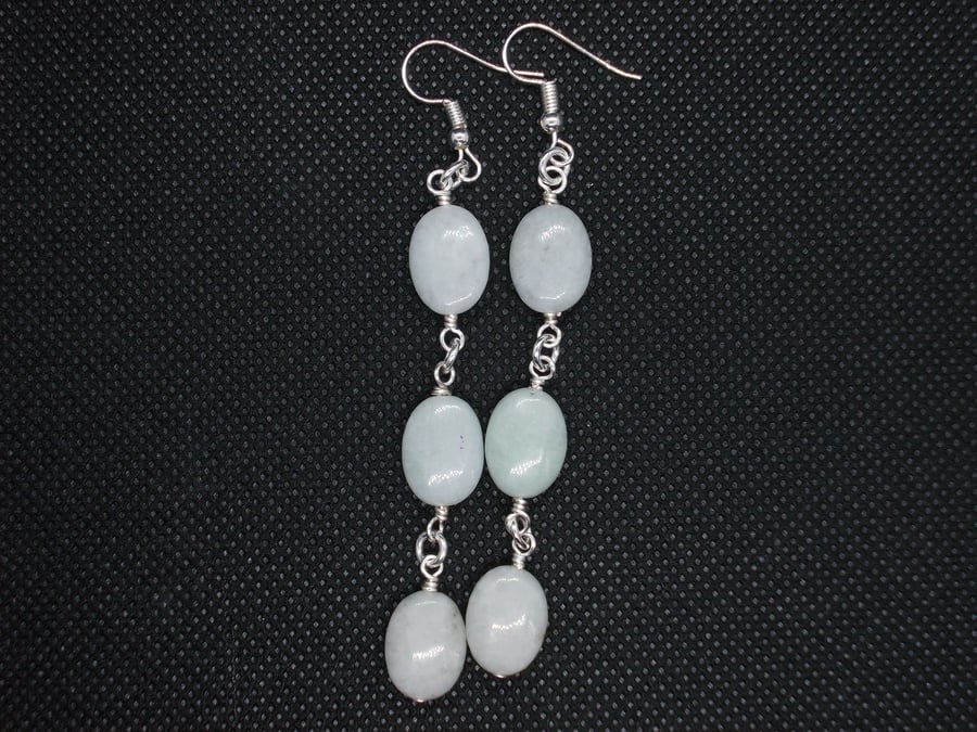 SALE - Jadeite oval drop earrings