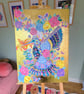 Large Scale Original Art canvas - Hummingbird on Gold 70cm x 50cm - Image 4