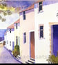 Fishernan Cottages, Village Lane, Mumbles, Watercolour Print in 14 x 11''  Mount