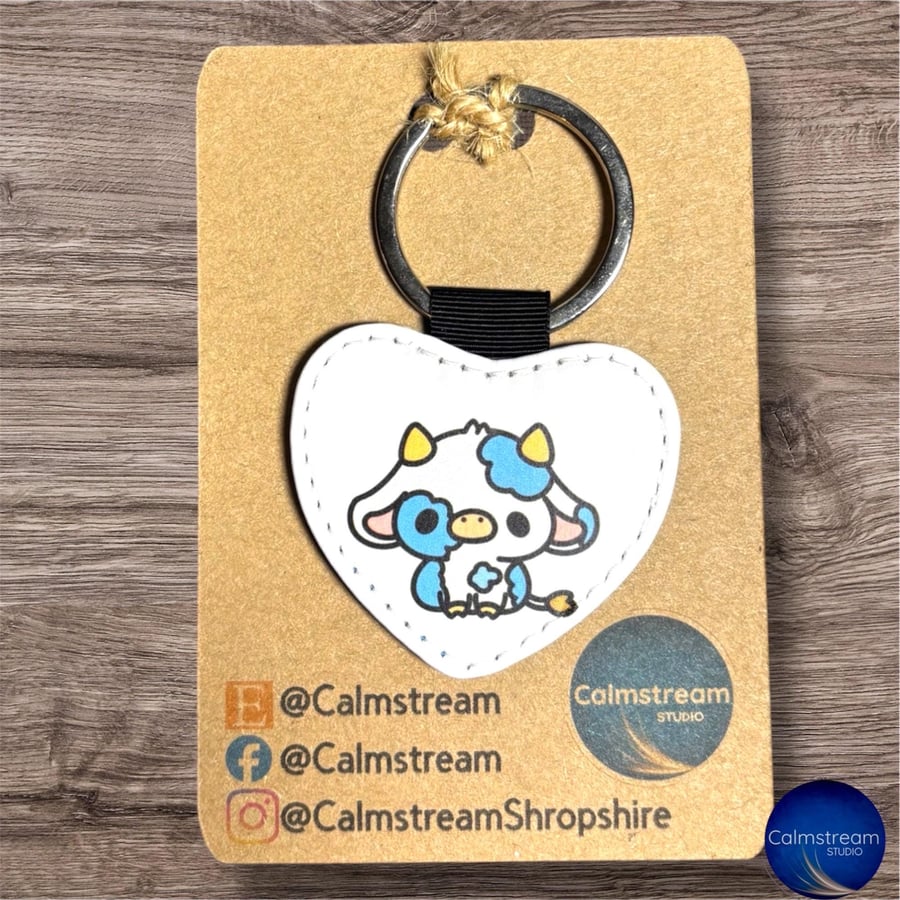 Cow Design Keyring Sublimated Artwork by Neurodiverse Young Artist