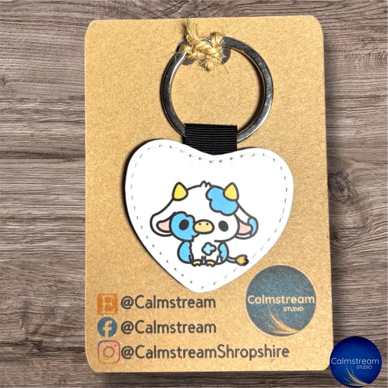 Cow Design Keyring Sublimated Artwork by Neurodiverse Young Artist