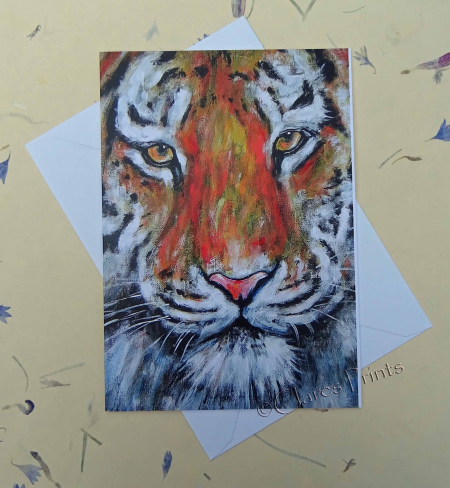 Tiger Blank Greeting Card From my Original Acrylic Painting