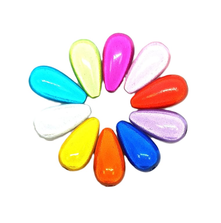 22 mm 10pcs big Teardrop 3D Illusion Multicoloured Miracle Acrylic Beads 