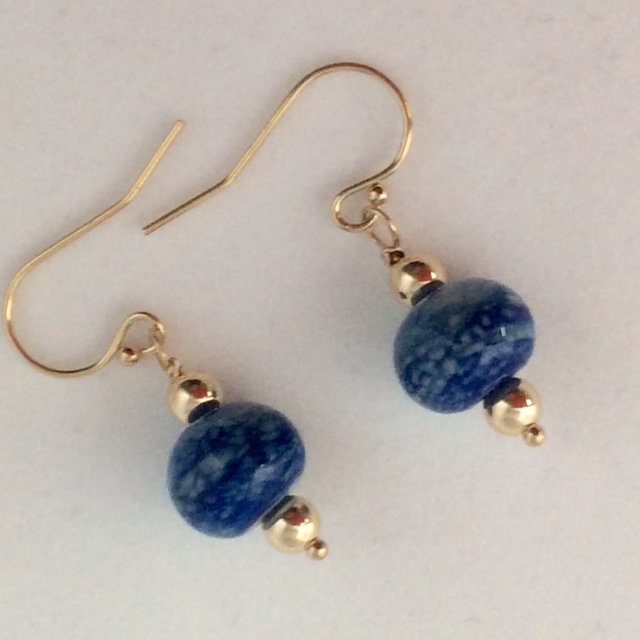 Lapis lampwork earrings  (0569)