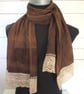 Hand Dyed Birch Brown Eco-Print Wool Gauze Scarf - Image 1