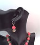 Hot Pink Beads and Glitter Ball Crystal Bead Necklace and Earrings, Gift for Her - Image 6