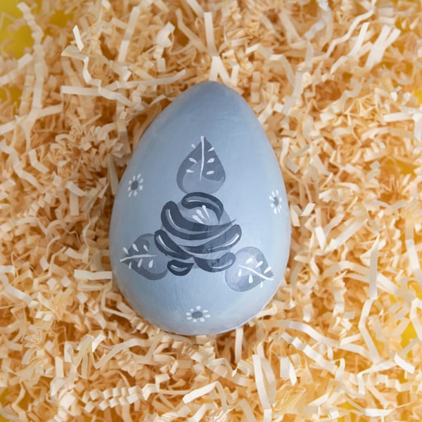 Hand Painted Easter Egg Box - black and white