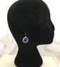 Round Satin Silver Matt Earrings with Royal Blue Centres - Image 4