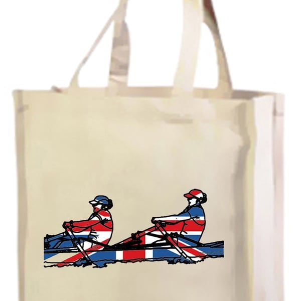 Best of British,Union Jack Rowing Cotton bag, with gusset Cols black & cream