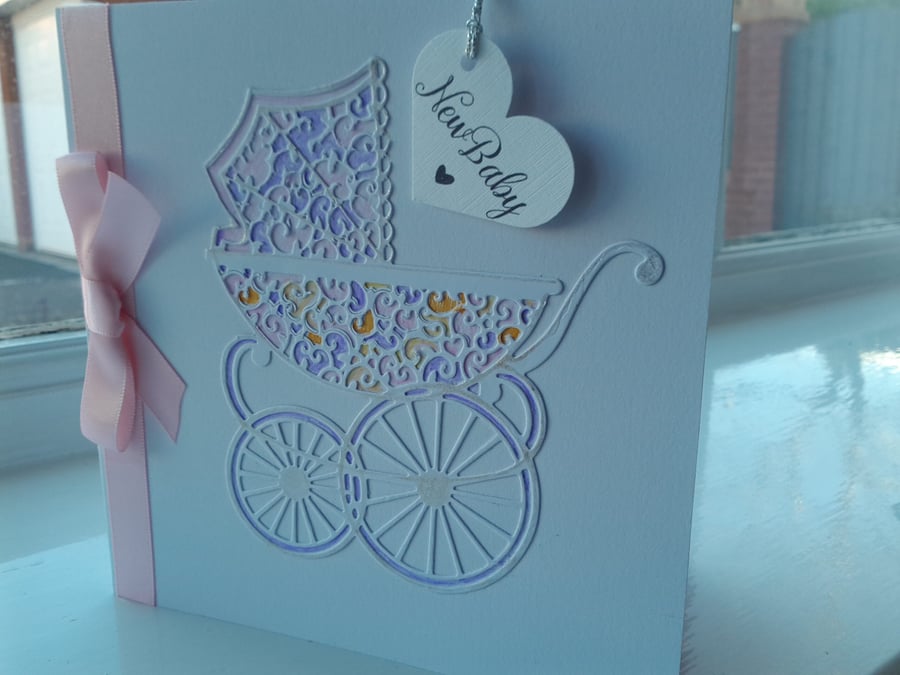 New baby girl pram card personalised