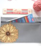 LARGE free motion & hand embroidered large floral zip purse pouch case - yellow - Image 2