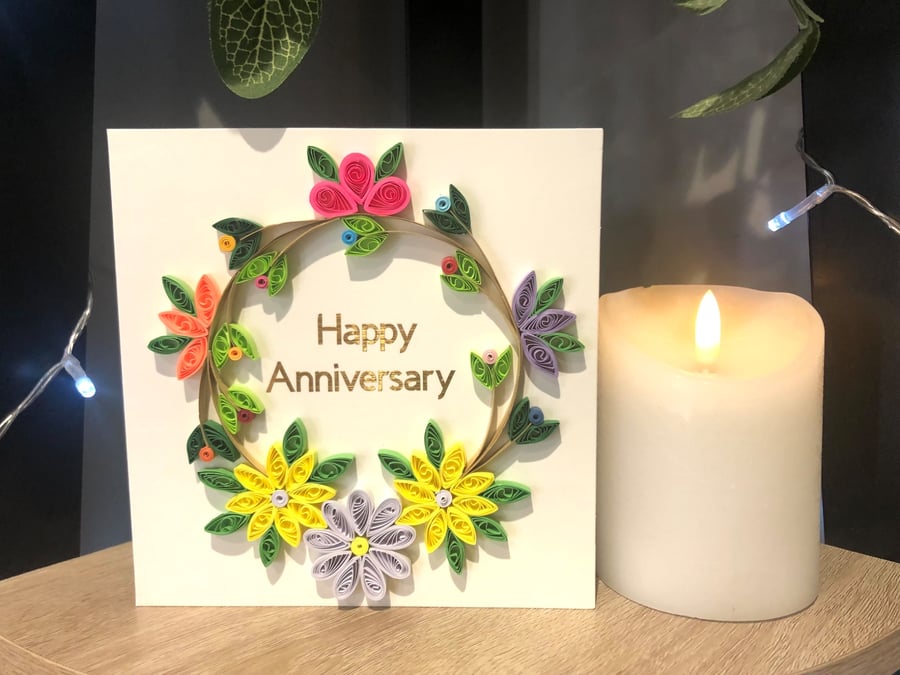 Stunning Handmade Quilled Anniversary Card
