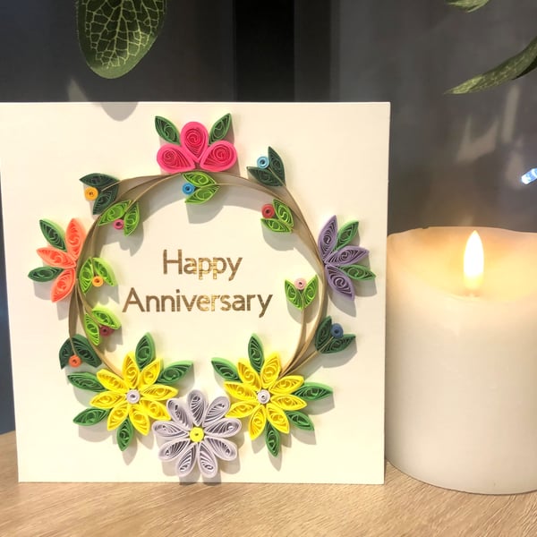 Stunning Handmade Quilled Anniversary Card