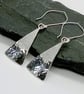 Leagan long triangle earrings textured sterling silver elongated ear drops