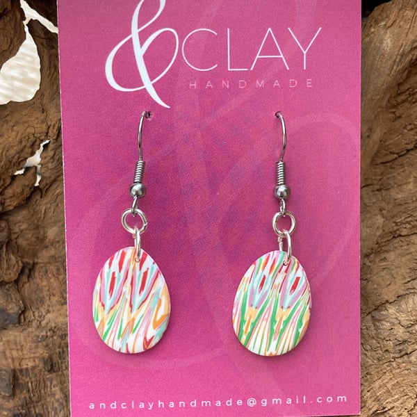 Colourful Patterned Polymer Clay Easter Egg Earrings