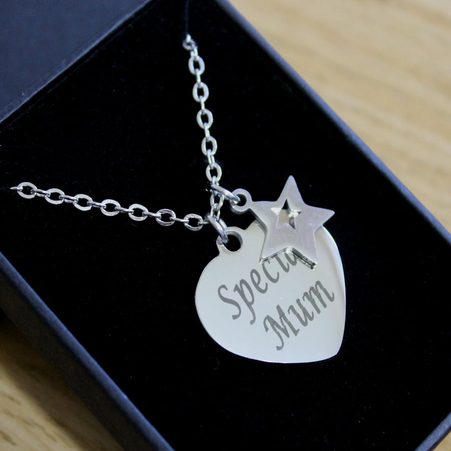 Personalised Necklace Heart Pendant Any Engraving Jewellery Gifts