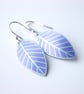 Purple leaf oval earrings