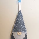 Handmade handstitched felt gonk - blue star hat